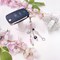 Y2K Aesthetic Keychains for Women Cute Flowers Star Cake Jellyfish Keychins Charms Kawaii Bag Purse Decor (Pink & Clear Bow)